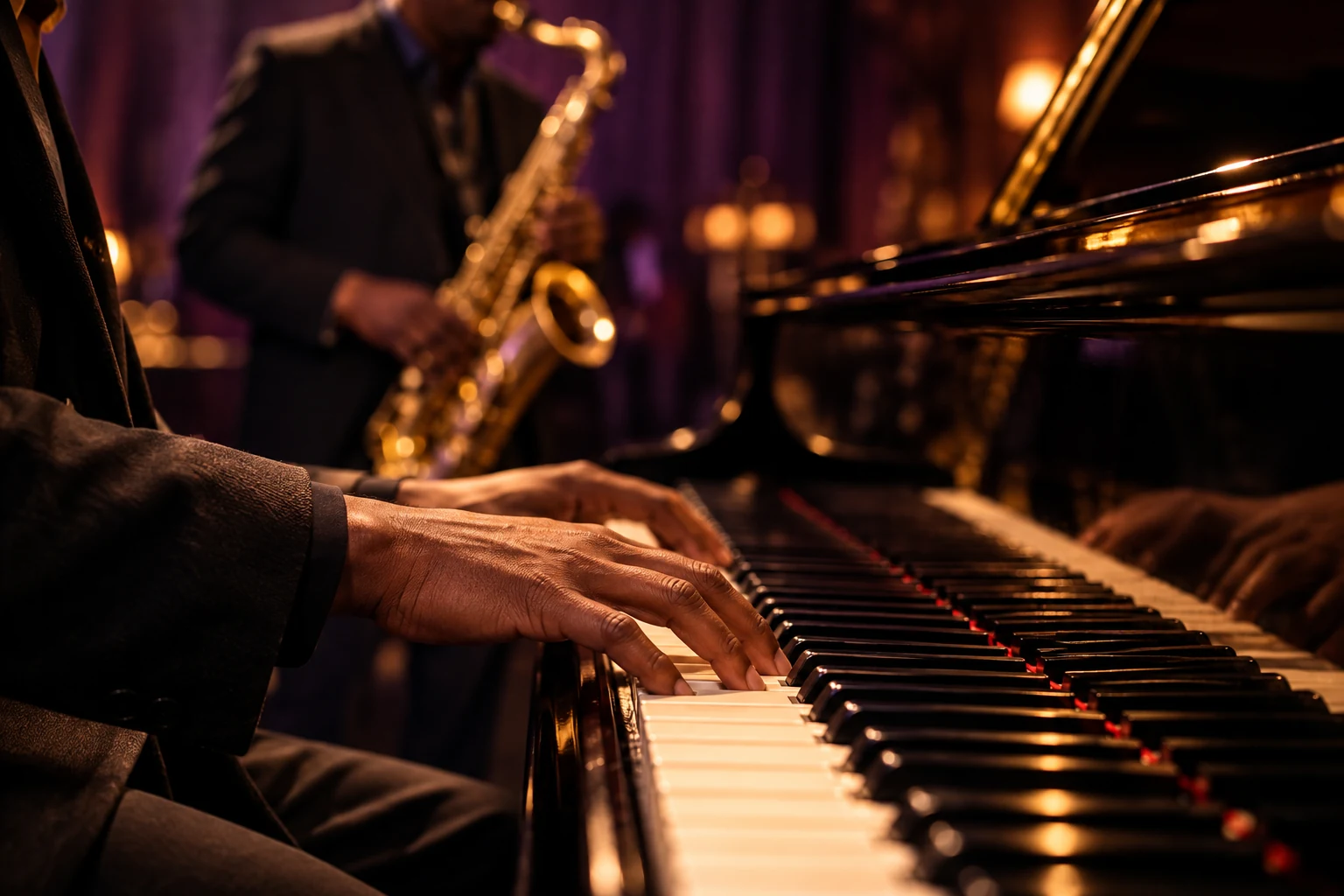 Concept image of a pianist at a grand piano